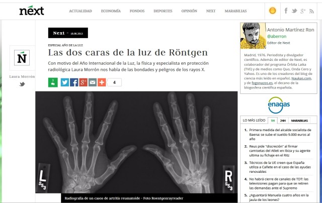 Fotografía de mi publicación en el Especial Año de la Luz